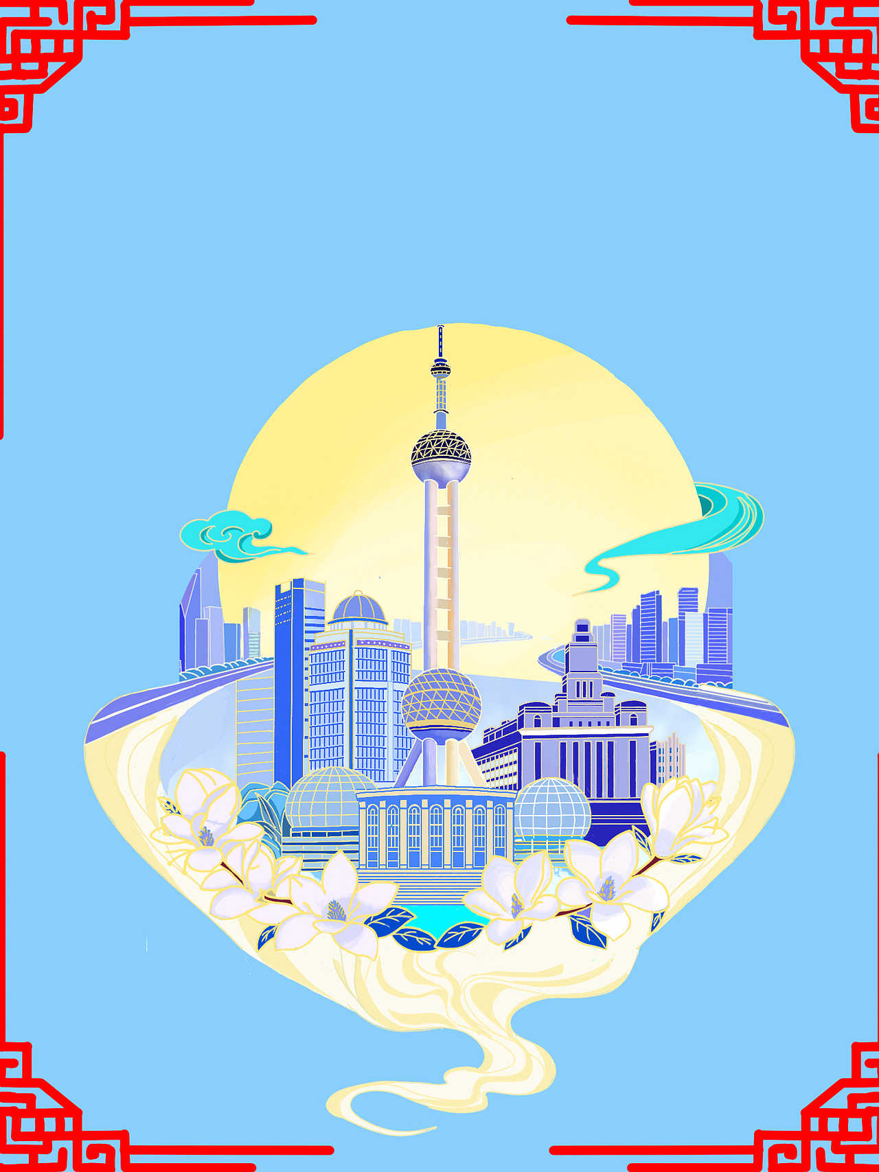 上海市ip冰箱贴（图ZNDA1NTM4NzQ4） - 商业插画 - 站酷设计师肥肥肥肥鱼原创素材 - 站酷ZCOOL