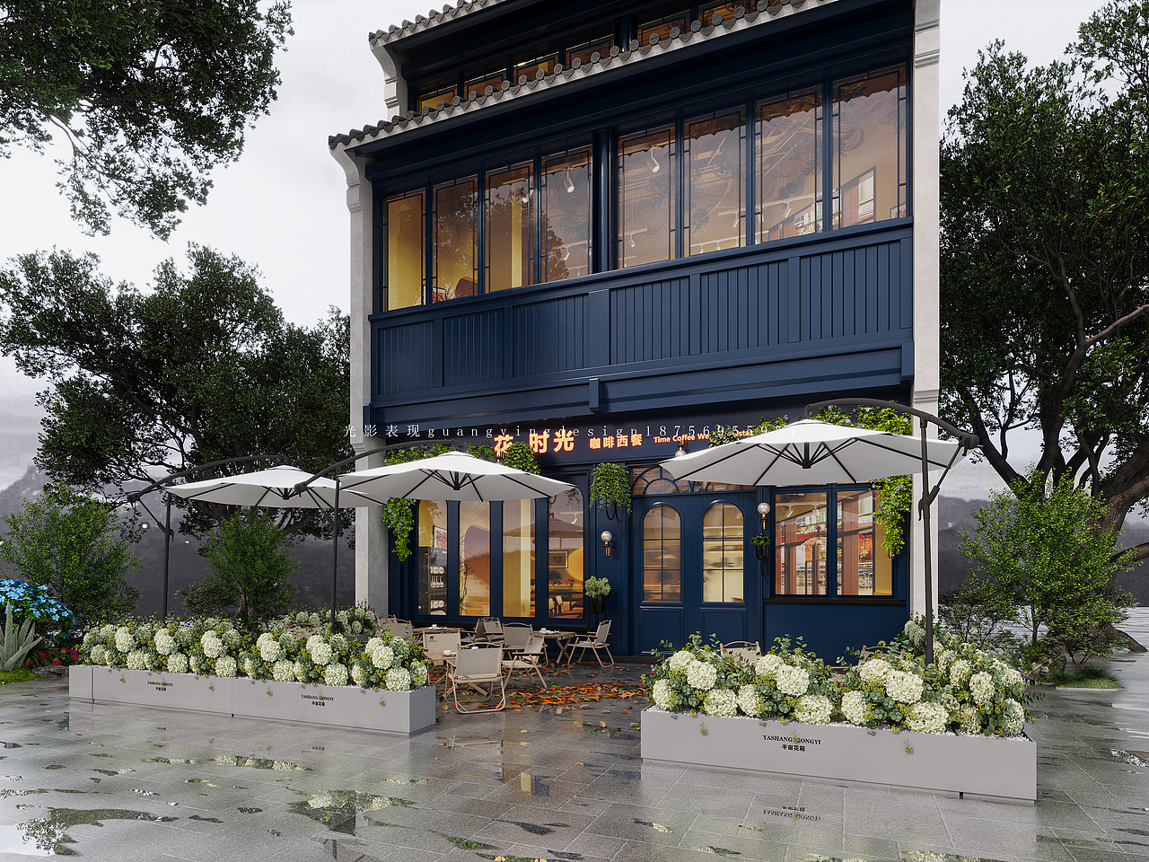 被鲜花包围的咖啡西餐店，太浪漫了（图ZNDA1NTQ5ODQw） - 酒店餐饮设计 - 站酷设计师光影51原创素材 - 站酷ZCOOL