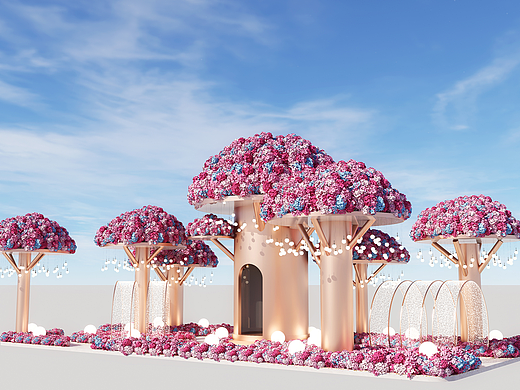 繁花秘境-粉蓝花海太梦幻了