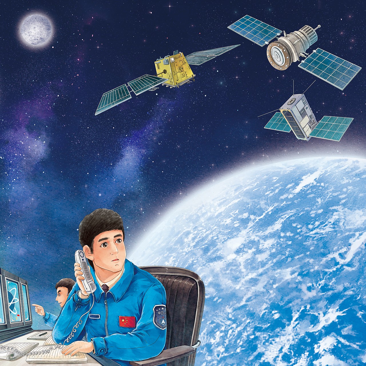 一套讲述地球与卫星的科技类绘本（图ZNDA1NTUwOTg4） - 绘本 - 站酷设计师小白敦敦原创素材 - 站酷ZCOOL