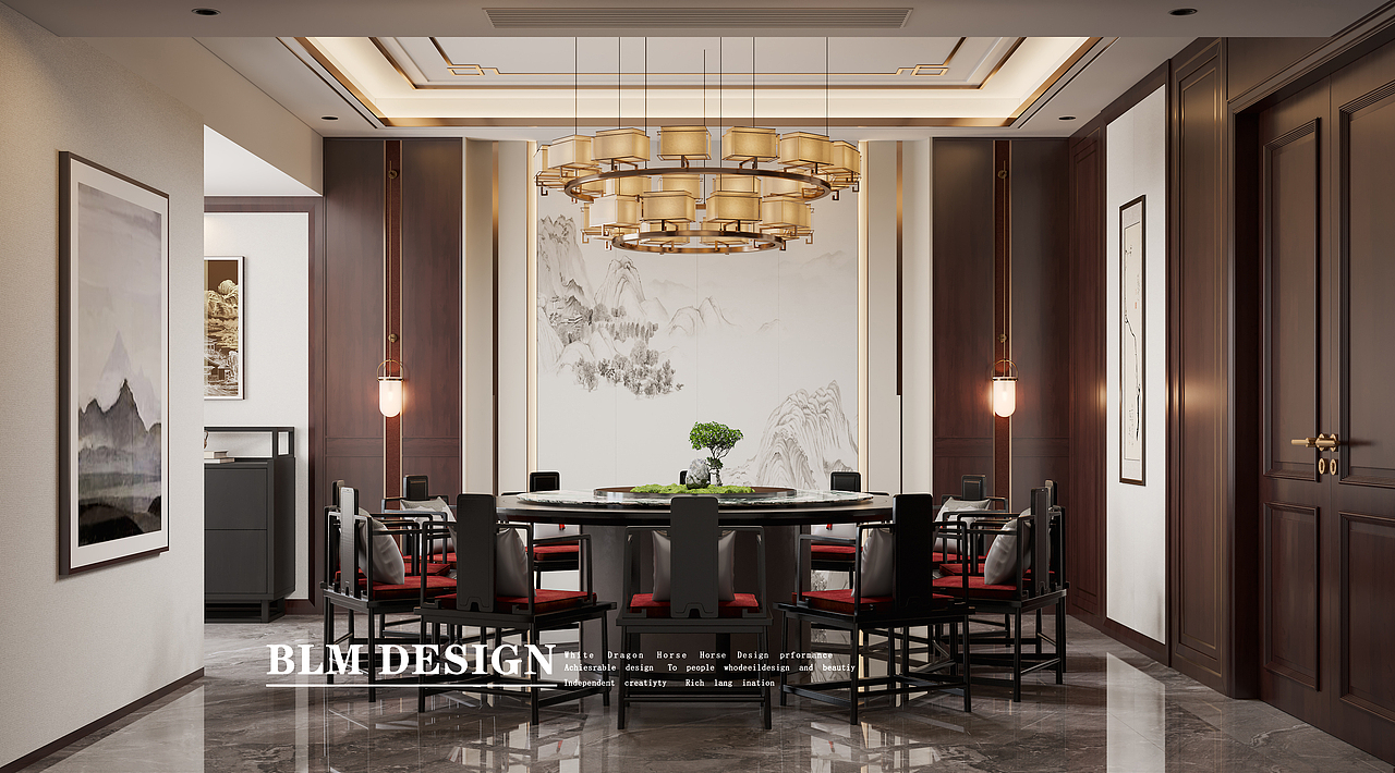 新中式-白龙马效果图（图ZNDA1NTY1MjM2） - 家装设计 - 站酷设计师小鱼吐泡泡泡泡泡原创素材 - 站酷ZCOOL