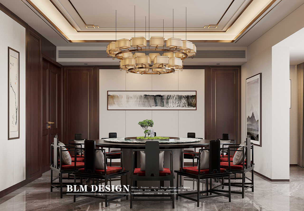 新中式-白龙马效果图（图ZNDA1NTY1MjQw） - 家装设计 - 站酷设计师小鱼吐泡泡泡泡泡原创素材 - 站酷ZCOOL