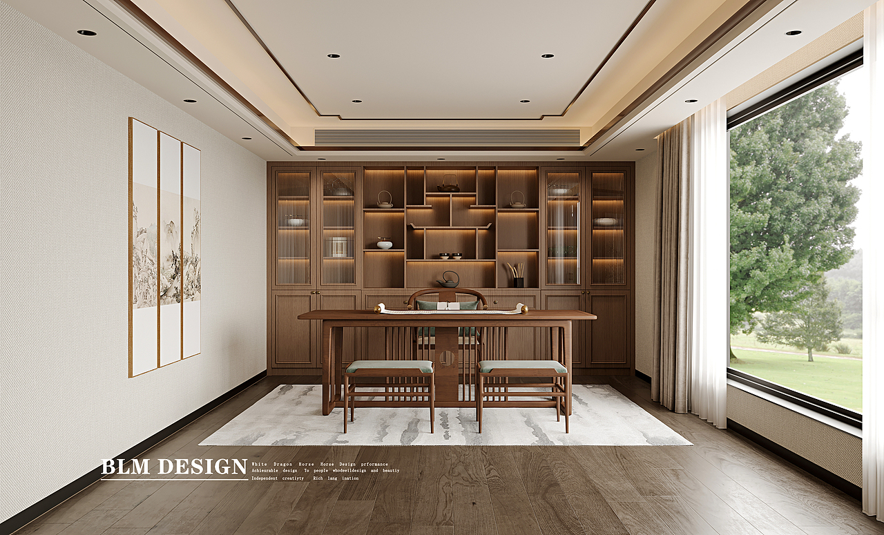 新中式-白龙马效果图（图ZNDA1NTY1MjA4） - 家装设计 - 站酷设计师小鱼吐泡泡泡泡泡原创素材 - 站酷ZCOOL