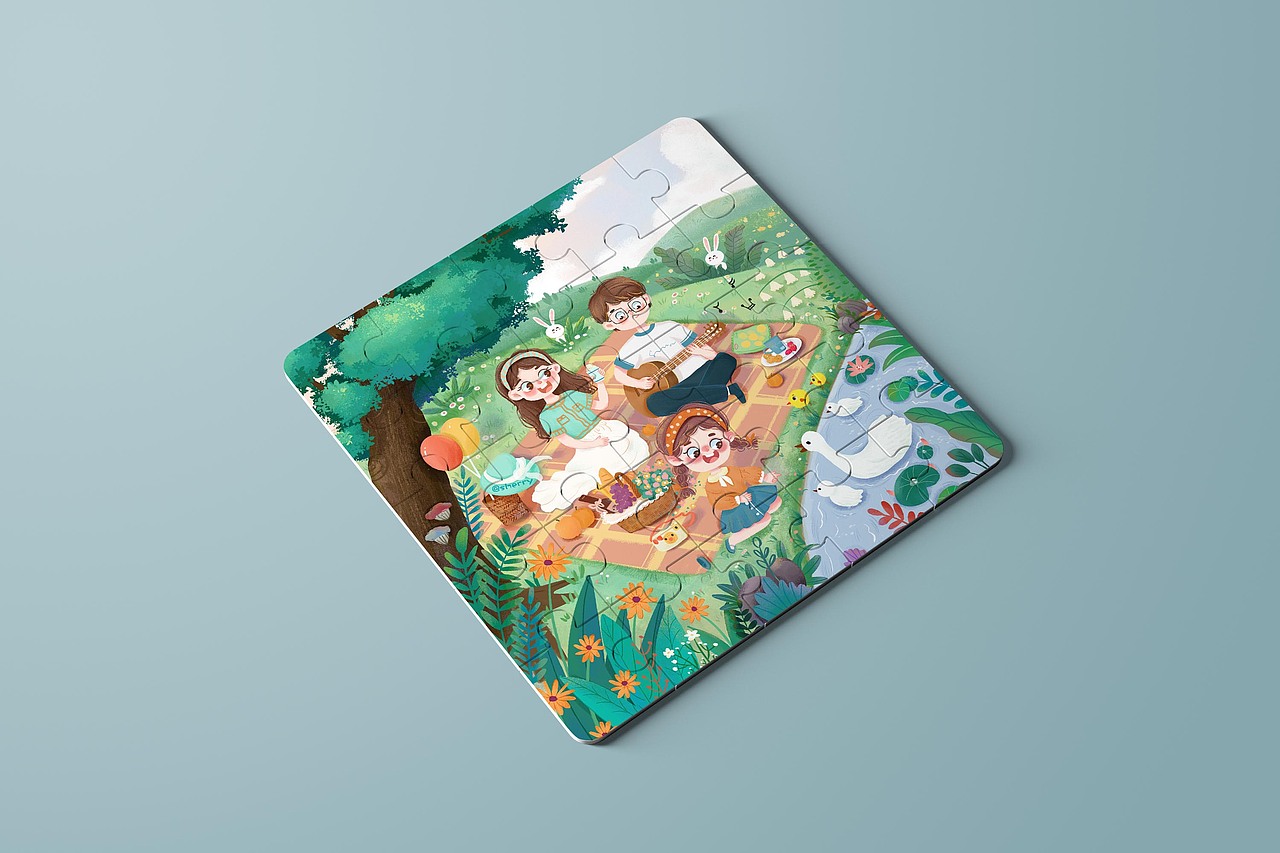 儿童插画--一家去野餐（图ZNDA1NTc4NTIw） - 儿童插画 - 站酷设计师sherry的插画旅程原创素材 - 站酷ZCOOL