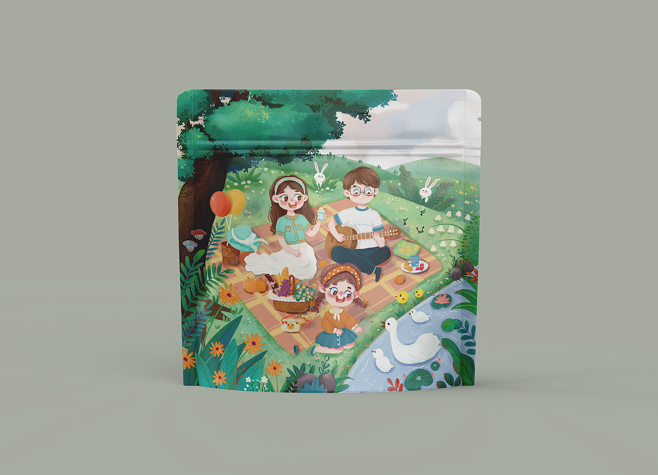 儿童插画--一家去野餐（图ZNDA1NTc4NTMy） - 儿童插画 - 站酷设计师sherry的插画旅程原创素材 - 站酷ZCOOL