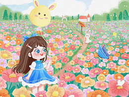 一组儿童插画-小女孩系列