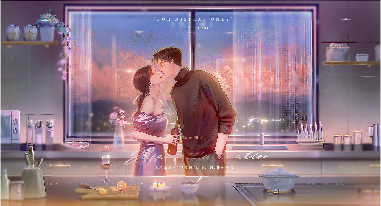 「就差一点点，被晚霞偷看到了」待授权（图ZNDA1NTg3MDg4） - 商业插画 - 站酷设计师降花原创素材 - 站酷ZCOOL