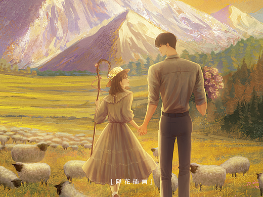 画笔还原电影感的牧羊浪漫｜原创插画