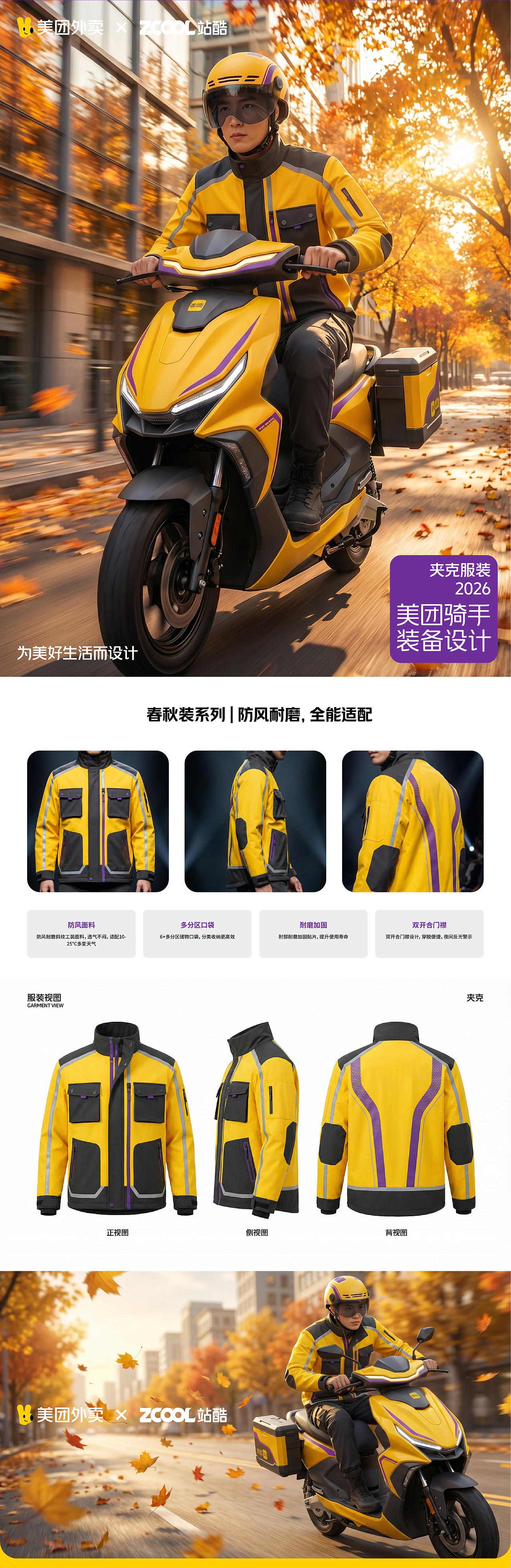 城市行者・极速守护 | 美团黄衣服全系列骑手服(图ZNDA1NjA0NDI0) - AI作品 - 站酷设计师Mr子烨原创素材 - 站酷ZCOOL