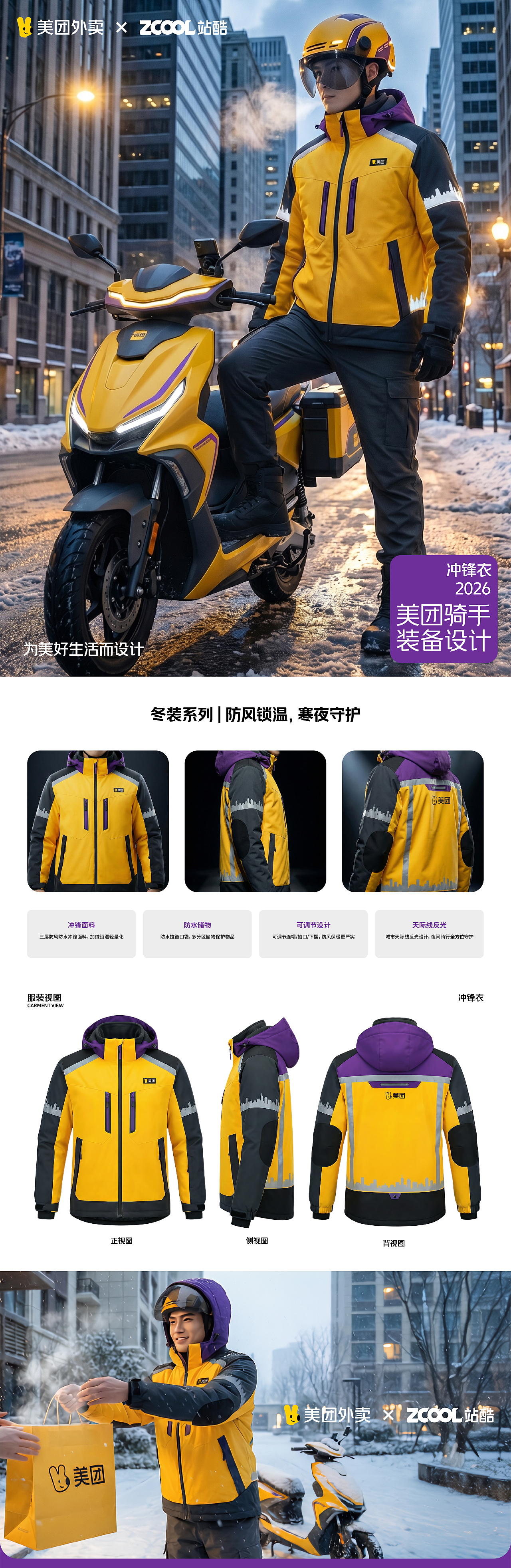城市行者・极速守护 | 美团黄衣服全系列骑手服（图ZNDA1NjA0NDI4） - AI作品 - 站酷设计师Mr子烨原创素材 - 站酷ZCOOL
