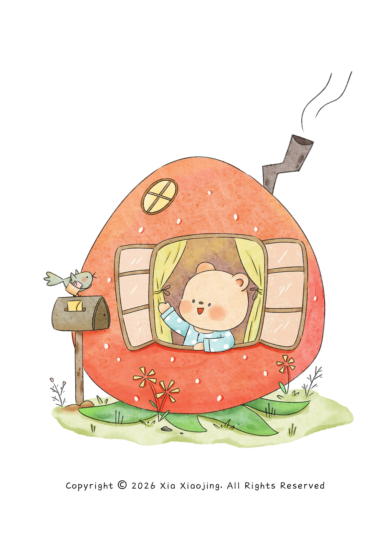 治愈系水彩插画《小熊和春天的故事》（图ZNDA1NjEyNjA4） - 儿童插画 - 站酷设计师夏小婧插画原创素材 - 站酷ZCOOL