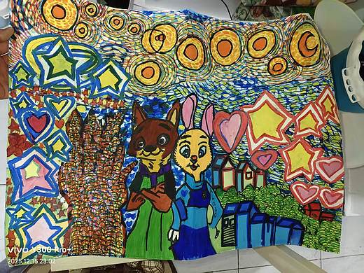 把尼克朱迪画进梵高星夜