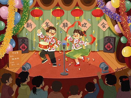 我的插画分享｜新年联欢会