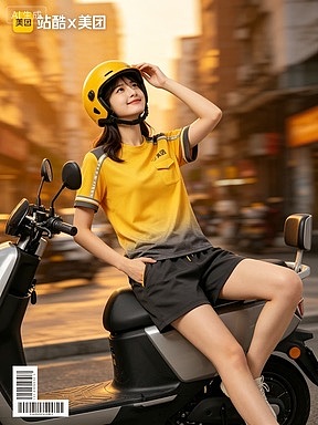 穿梭在城市的缩影：每日与骑手遇见，你们辛苦了！（图ZNDA1NjM5MTg4） - AI作品 - 站酷设计师月白啊原创素材 - 站酷ZCOOL