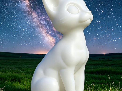 仰望星空的猫3D建模打印