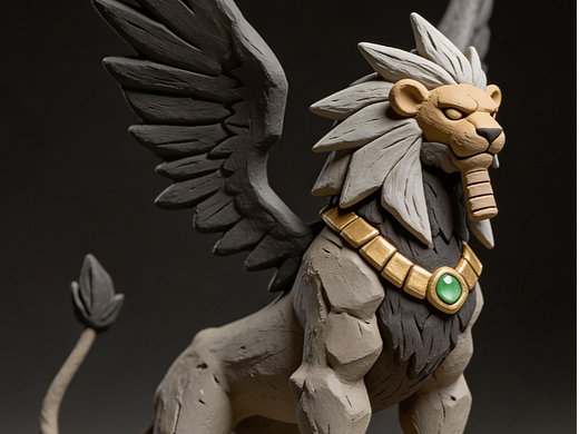 泥塑手办埃及神兽飞狮