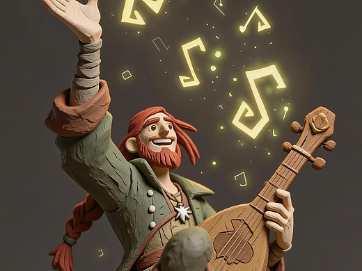 泥塑手办人类吟游诗人