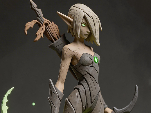 泥塑手办暗精灵猎手