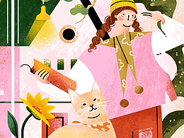 小园素 光阴好② 暖调扁平风 可商用生活插画 原创手绘