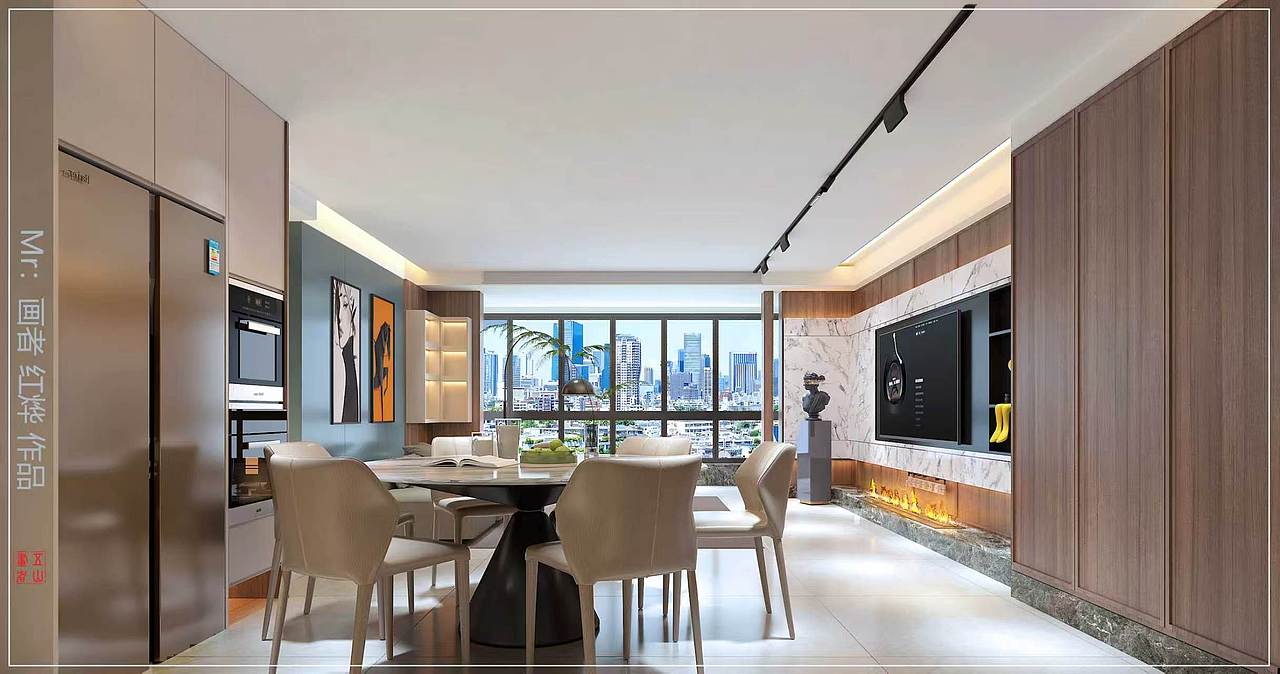 现代客餐厅方案演示（图ZNDA1NjYzNjMy） - 家装设计 - 站酷设计师画者红烨原创素材 - 站酷ZCOOL