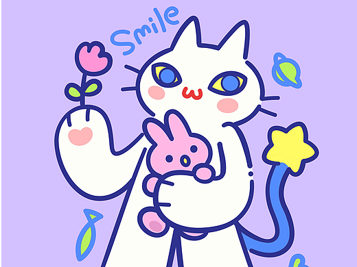 星辰猫（个人主页-ZNzM0NzM0NDA=） - 艺术插画 - 站酷设计师猫朵星球原创素材 - 站酷ZCOOL