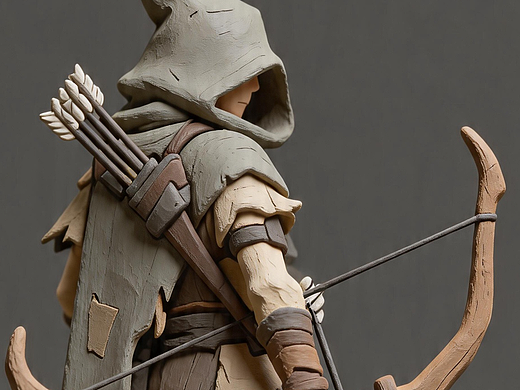 泥塑手办人类弓箭手