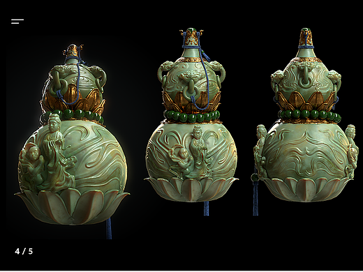 雕刻作品-玉观音葫芦