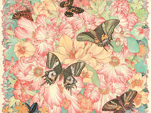 《春颜·蝶语图》原创工笔画