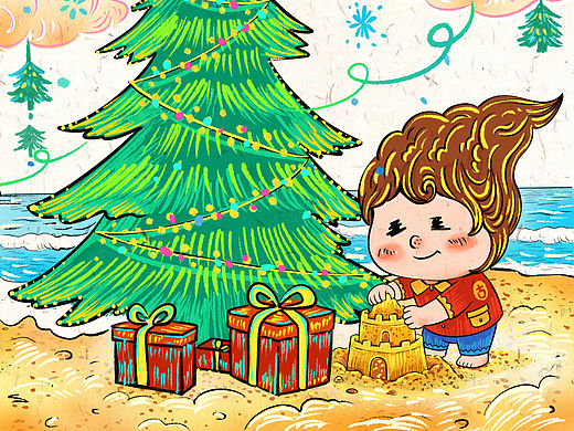 12月插画：我要在海边建立起自己的小房子～