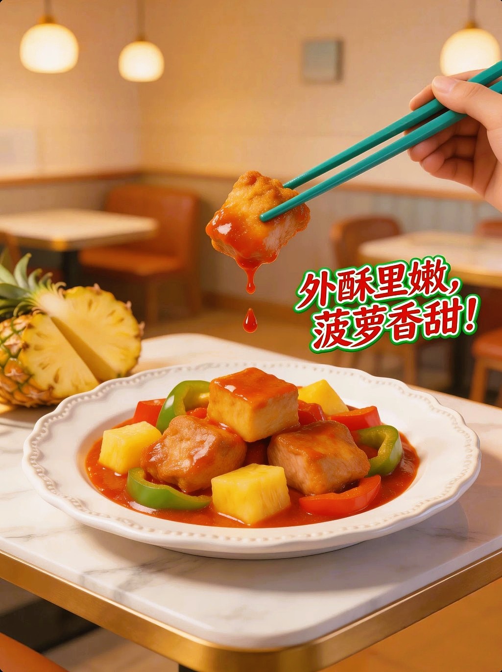 AIGC设计创意菠萝咕老肉美食海报附提示词既梦AI5.0（图ZNDA1NzEwMzg0） - 海报 - 站酷设计师风中的玫瑰耶原创素材 - 站酷ZCOOL