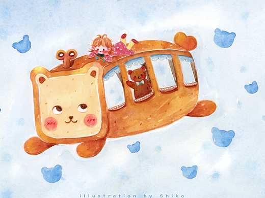 手绘丨晚安巴士