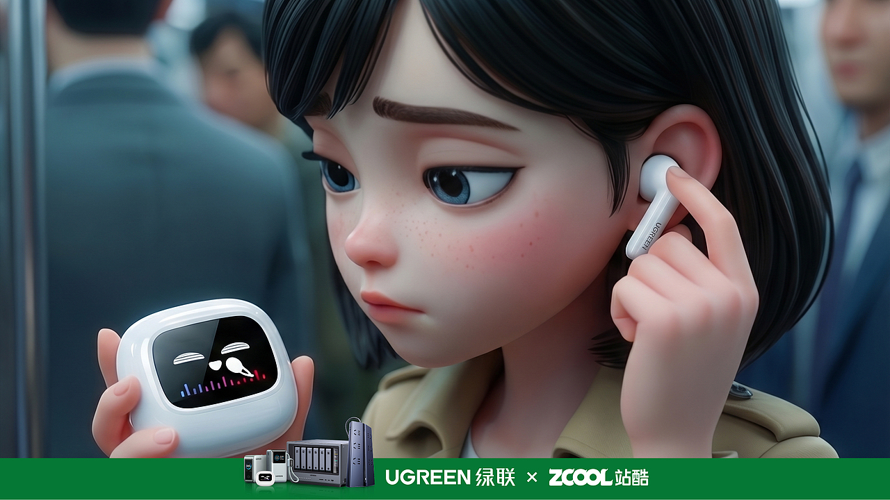 绿联｜一戴即静 万物生花（图ZNDA1NzQzMDI4） - AI作品 - 站酷设计师AI探险家欣酱原创素材 - 站酷ZCOOL