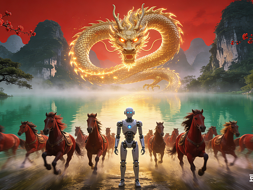 龙马机器人在山水间