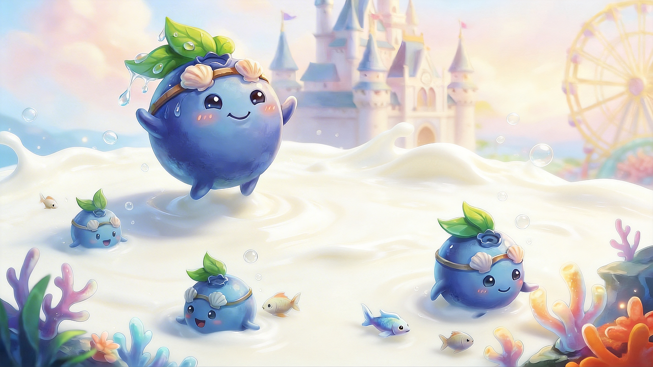 一口整颗蓝莓，快乐直接拉满！（图ZNDA1NzU1ODAw） - AI作品 - 站酷设计师兜兜的元气小记原创素材 - 站酷ZCOOL