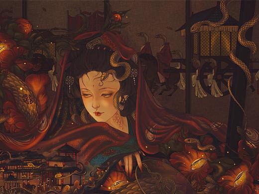 巳蛇出嫁（个人主页-ZNzM0ODMxMTY=） - 商业插画 - 站酷设计师四隅YU原创素材 - 站酷ZCOOL