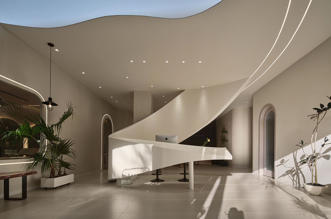 LAB原创 | 翠意瑜伽馆 | 「弧墙引月，星空疗心」（图ZNDA1NzU2Nzc2） - 商业空间设计 - 站酷设计师南京澜本设计原创素材 - 站酷ZCOOL