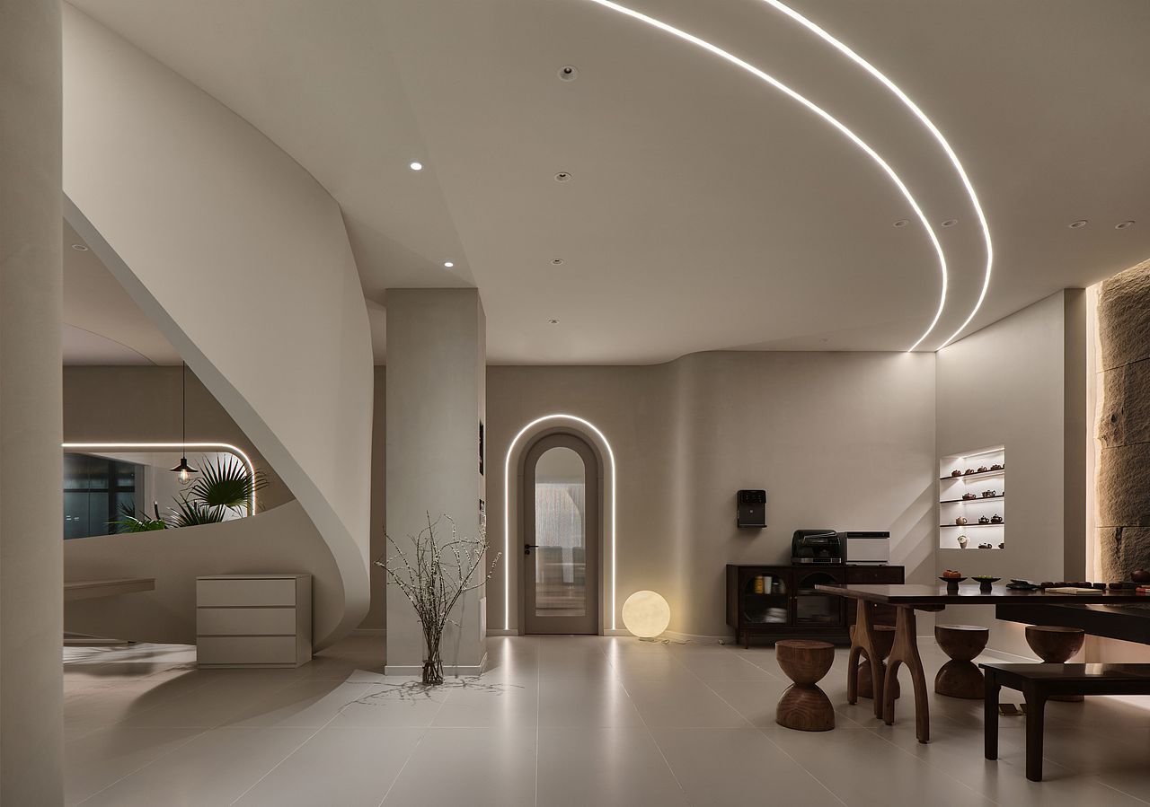 LAB原创 | 翠意瑜伽馆 | 「弧墙引月，星空疗心」（图ZNDA1NzU2ODI0） - 商业空间设计 - 站酷设计师南京澜本设计原创素材 - 站酷ZCOOL