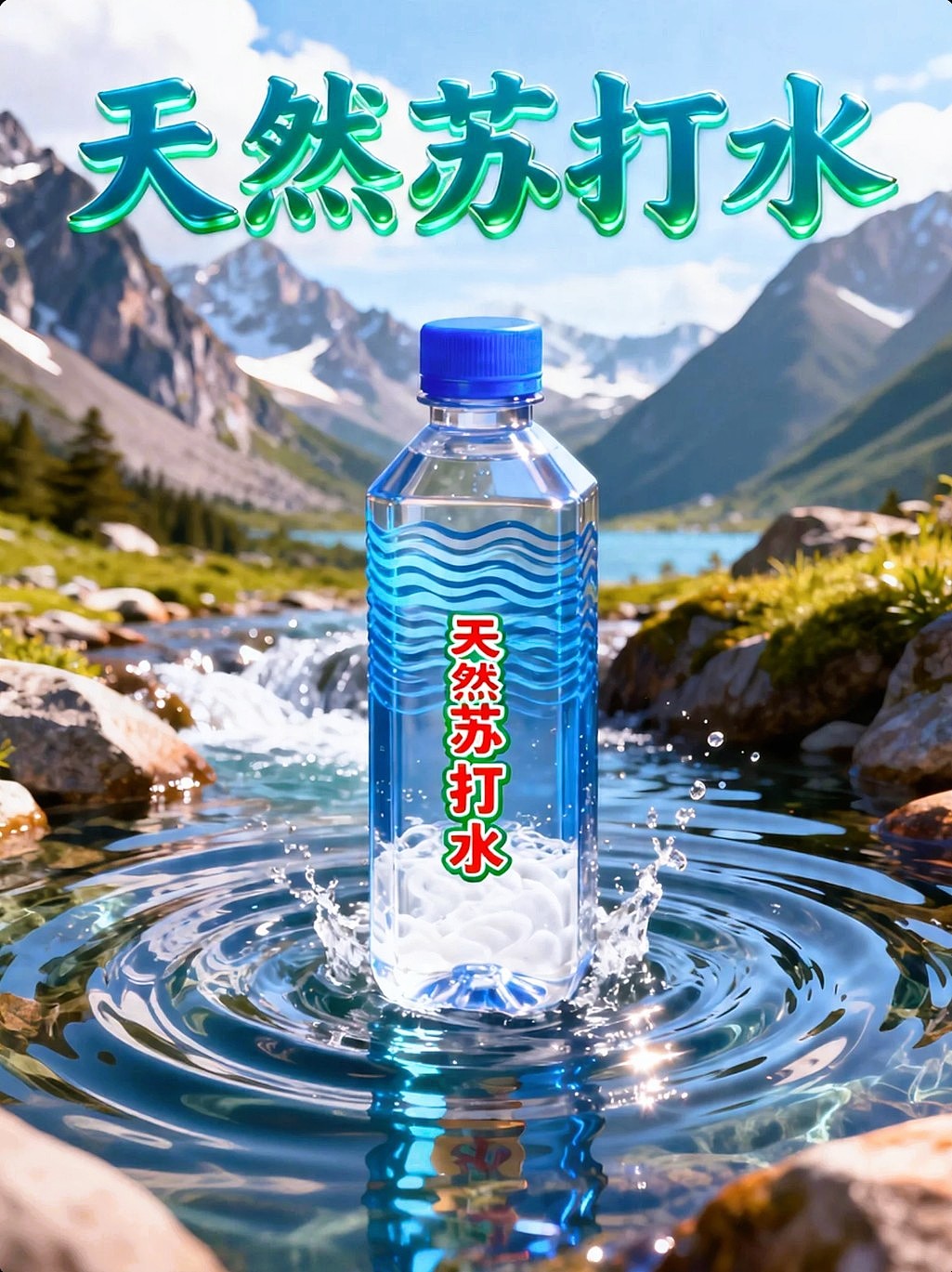 AIGC设计天然苏打水瓶子包装海报附带提示词既梦AI5.0（图ZNDA1NzU4MDI0） - 海报 - 站酷设计师风中的玫瑰耶原创素材 - 站酷ZCOOL