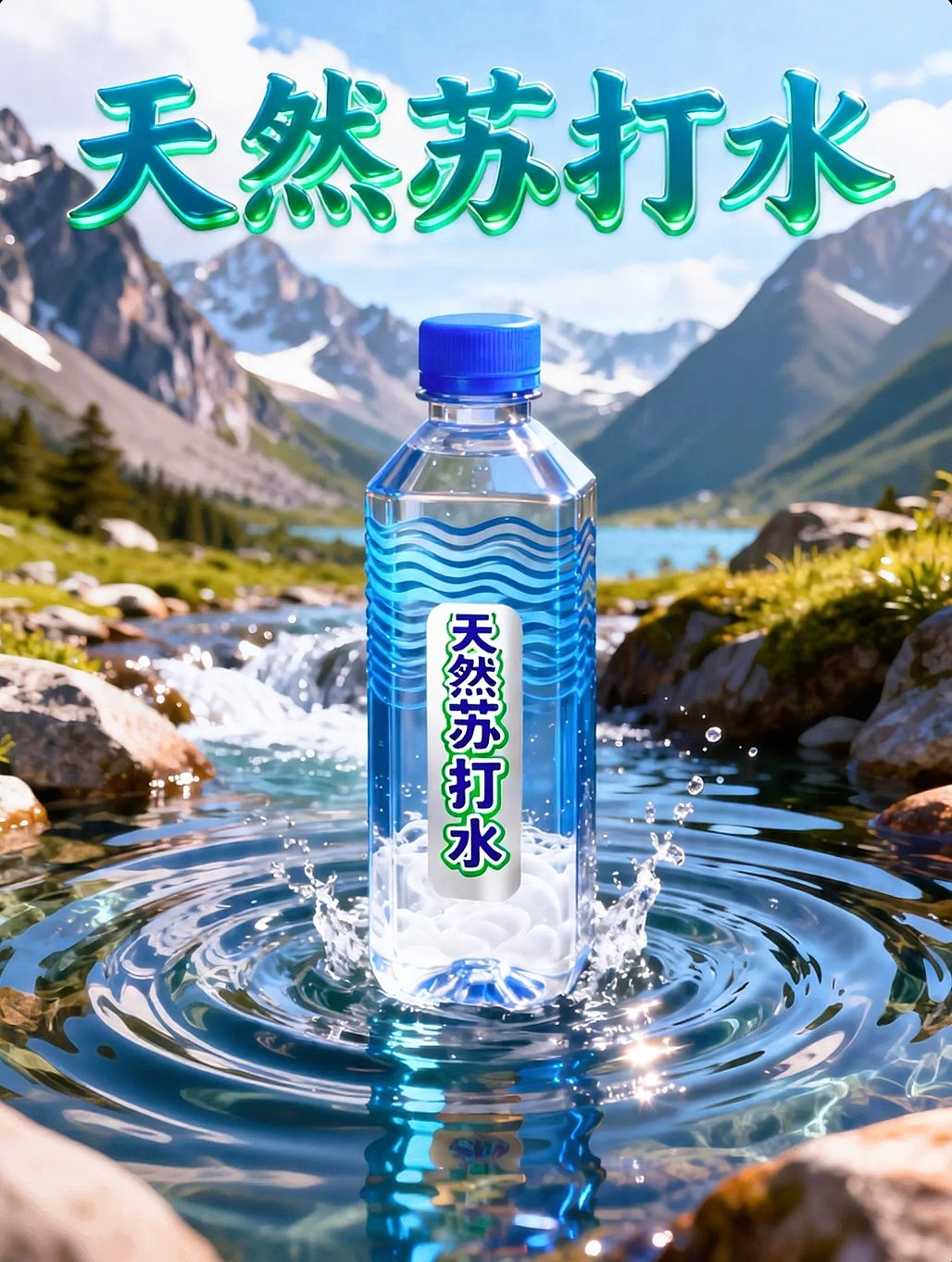 AIGC设计天然苏打水瓶子包装海报附带提示词既梦AI5.0（图ZNDA1NzU4MDY4） - 海报 - 站酷设计师风中的玫瑰耶原创素材 - 站酷ZCOOL