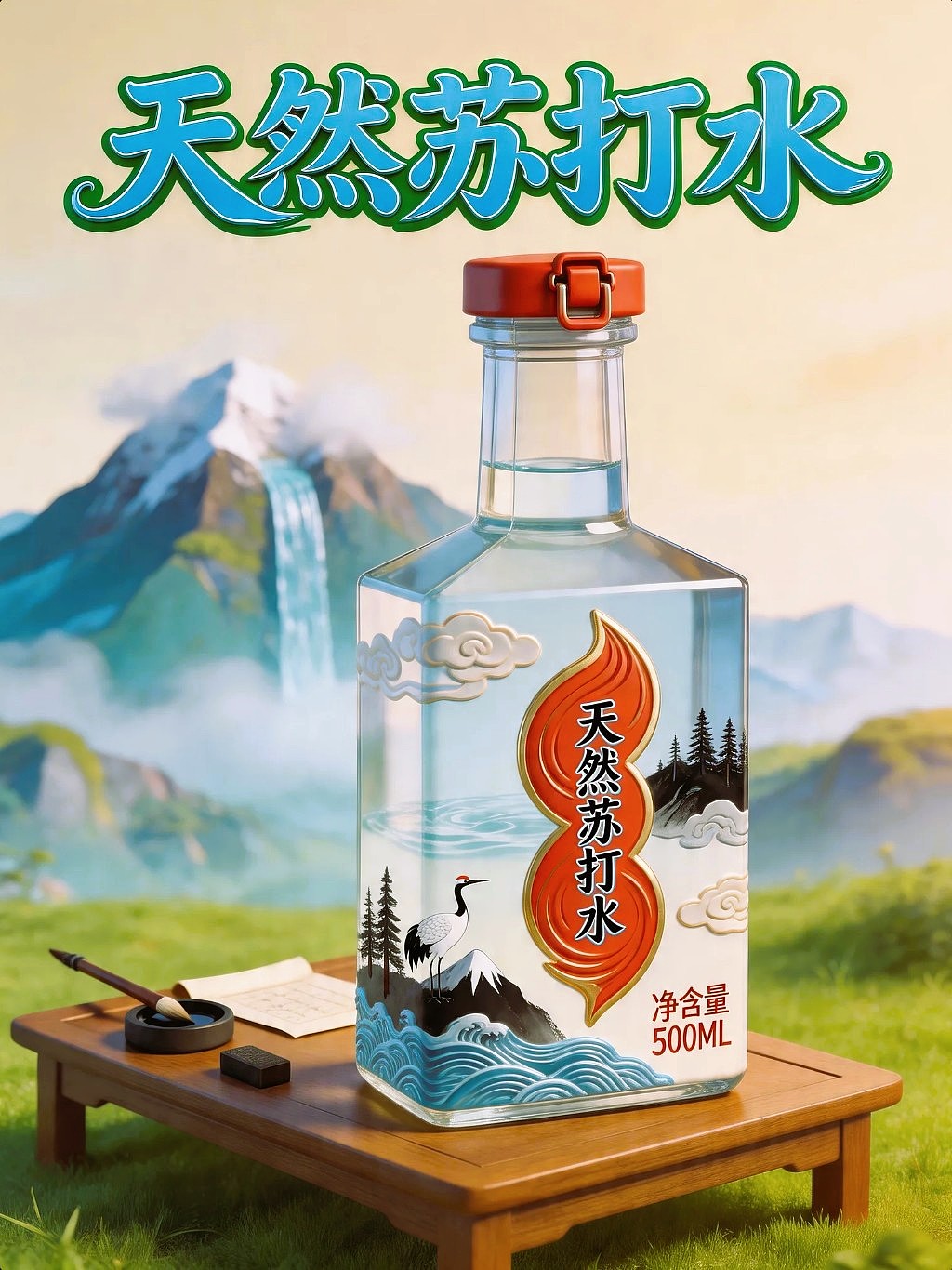 AIGC设计天然苏打水瓶子包装海报附带提示词既梦AI5.0（图ZNDA1NzU4NTcy） - 海报 - 站酷设计师风中的玫瑰耶原创素材 - 站酷ZCOOL