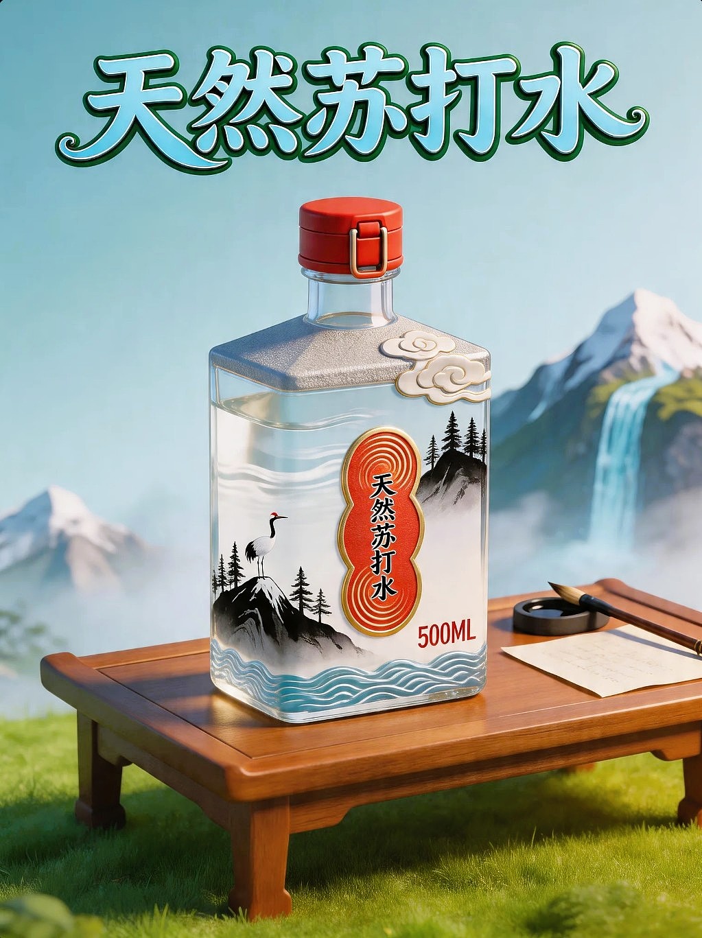 AIGC设计天然苏打水瓶子包装海报附带提示词既梦AI5.0（图ZNDA1NzU4NTc2） - 海报 - 站酷设计师风中的玫瑰耶原创素材 - 站酷ZCOOL