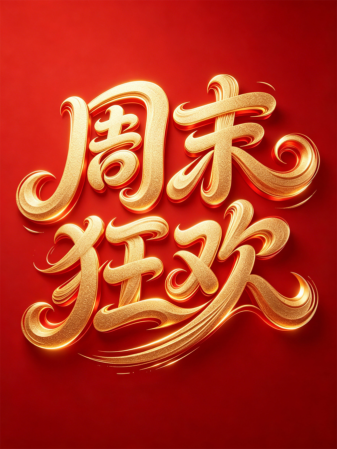 金色磨砂电商标题字