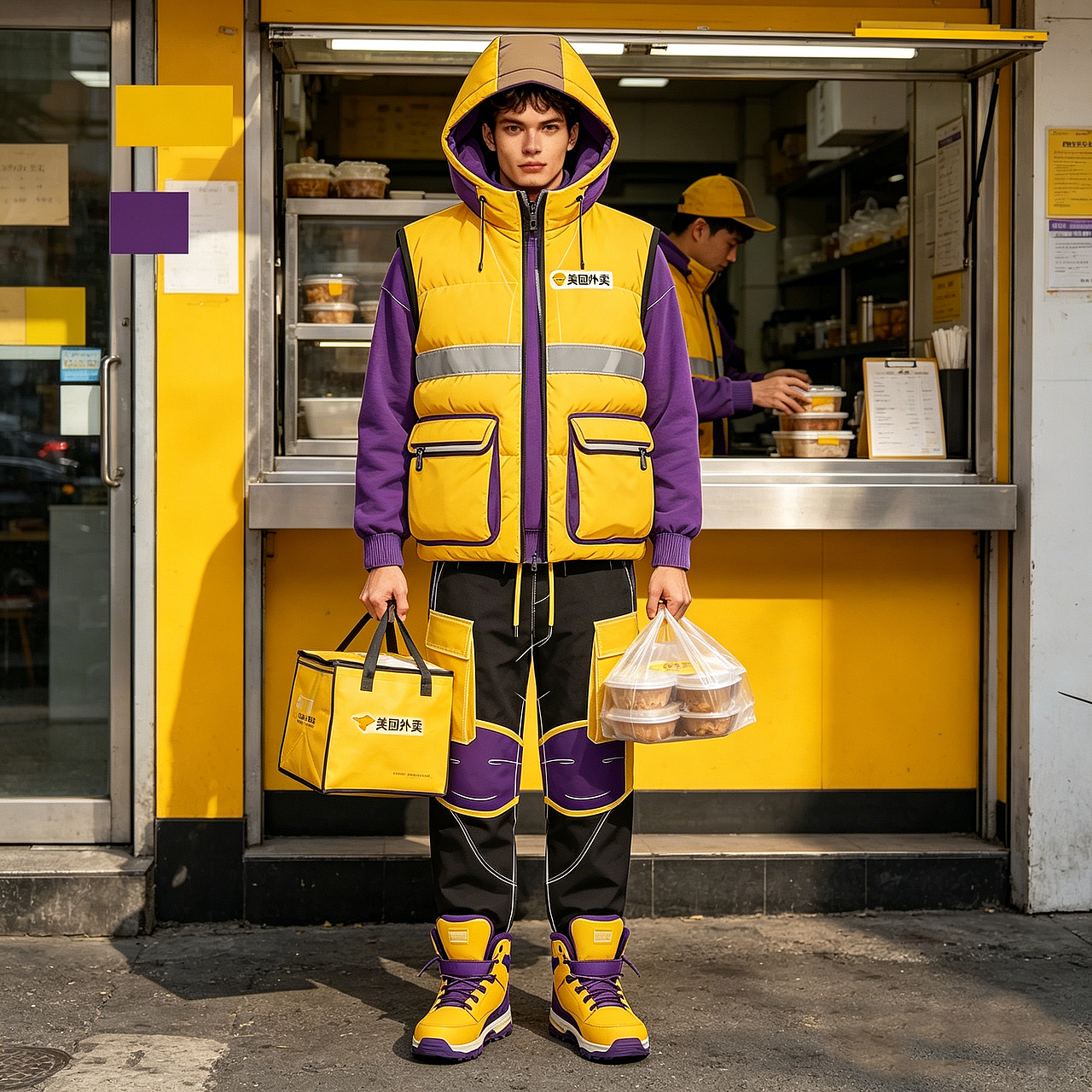 美团外卖「城市骑士」工装系列（图ZNDA1NzY2OTMy） - AI作品 - 站酷设计师小草231原创素材 - 站酷ZCOOL