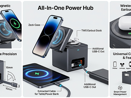 无线充-三合一方块