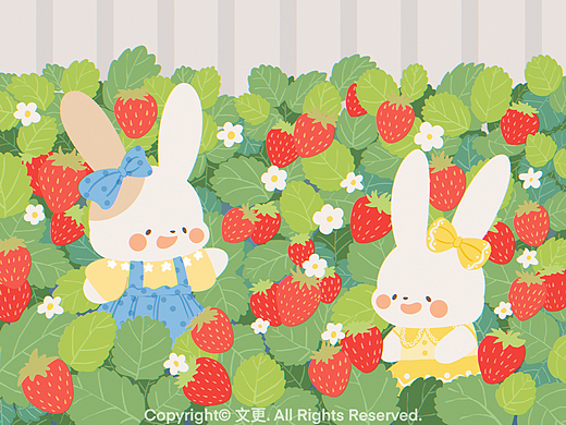 采草莓的小兔子