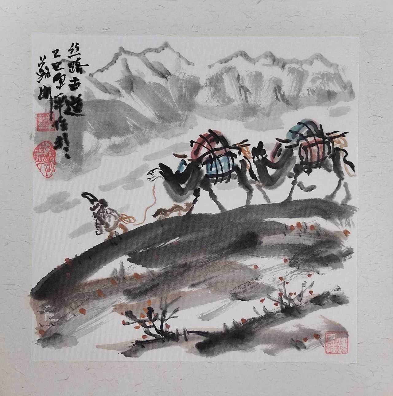 国画《丝路古道》（图ZNDA1ODAwMzIw） - 绘画 - 站酷设计师画家张争平原创素材 - 站酷ZCOOL