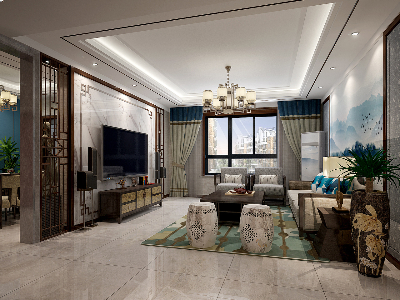 新中式家装-1（图ZNDA1ODAwNTY4） - 家装设计 - 站酷设计师张工设计原创素材 - 站酷ZCOOL