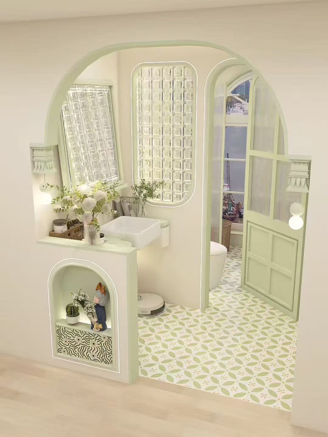 以奶油白为底，薄荷绿勾勒温柔轮廓，（图ZNDA1ODAxMDk2） - 商业空间设计 - 站酷设计师允诺yn原创素材 - 站酷ZCOOL