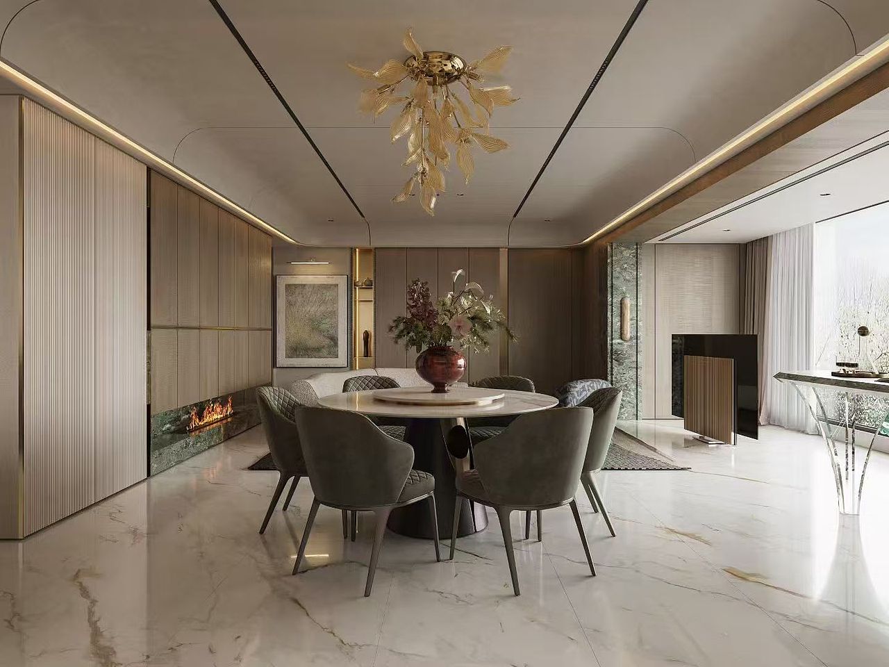 集予空间新案 大平层 I 老钱轻奢（图ZNDA1ODA1NTk2） - 家装设计 - 站酷设计师琦先森原创素材 - 站酷ZCOOL