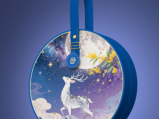 星河揽月，鹿踏祥云。（月饼盒）